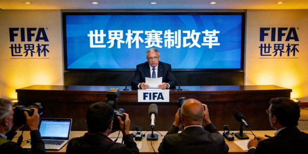 国际足联FIFA新闻发布会现场 - 官员正在宣布世界杯赛制改革